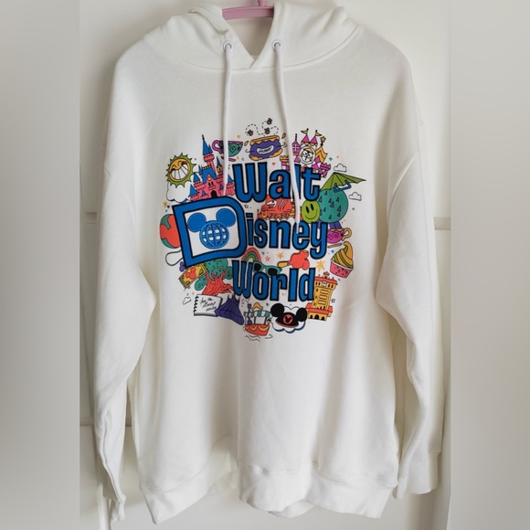 Disney Tops - L - Walt Disney World Parks White Hoodie Play In The Parks Embroidered 2025